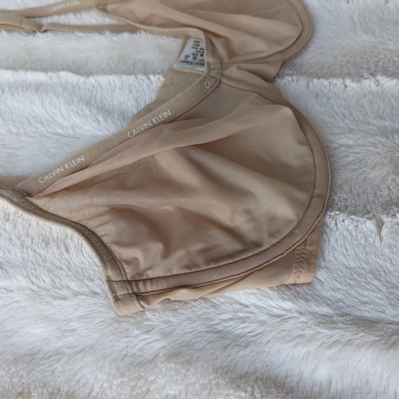 Calvin Klein Sheer Marquisette Demi Unlined mesh Bra tan beige 32D - Picture 5 of 7